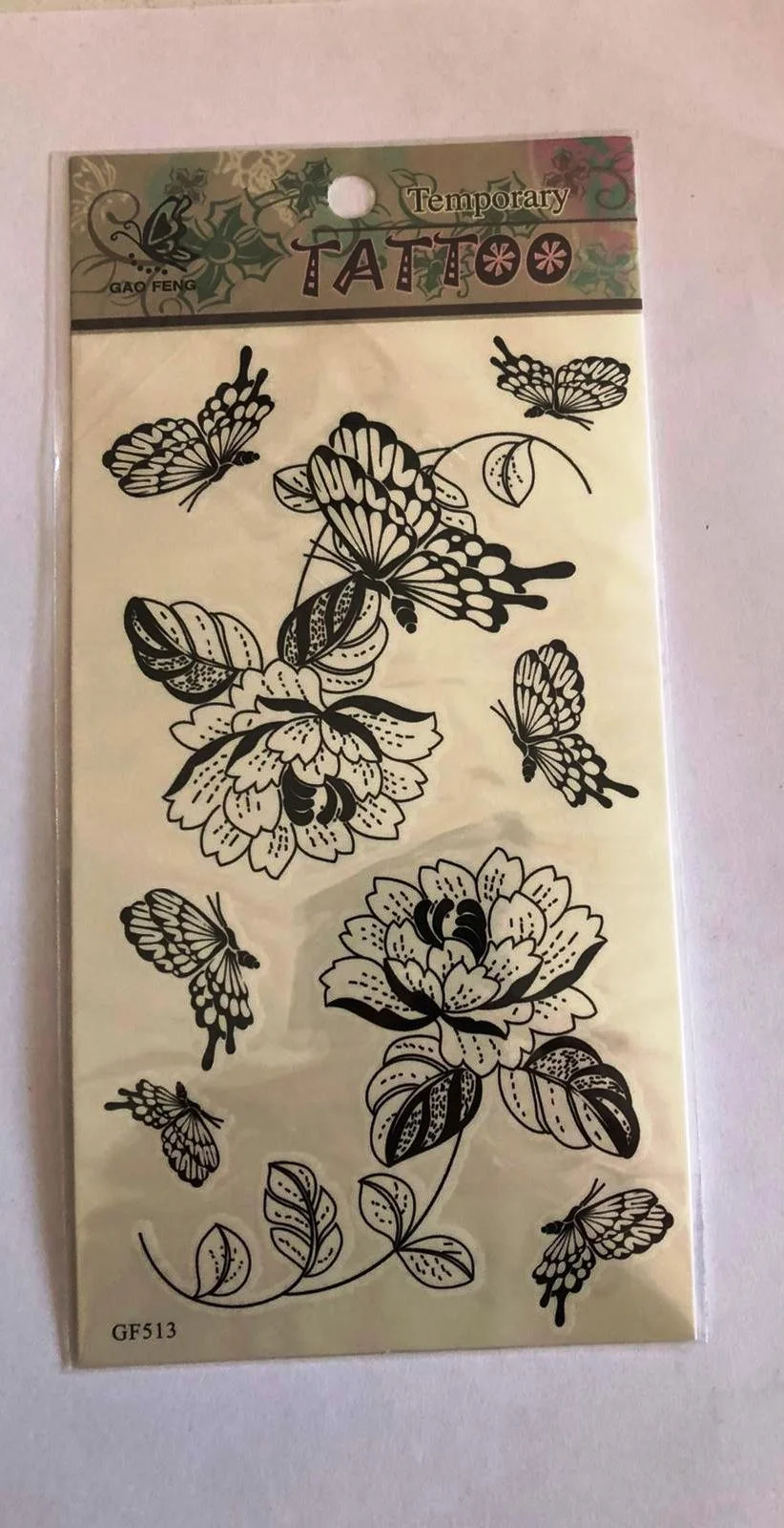 Kelebek ve Gül Yapıştırma Sticker Dövme Geçici Dövme Temporary Tattoos