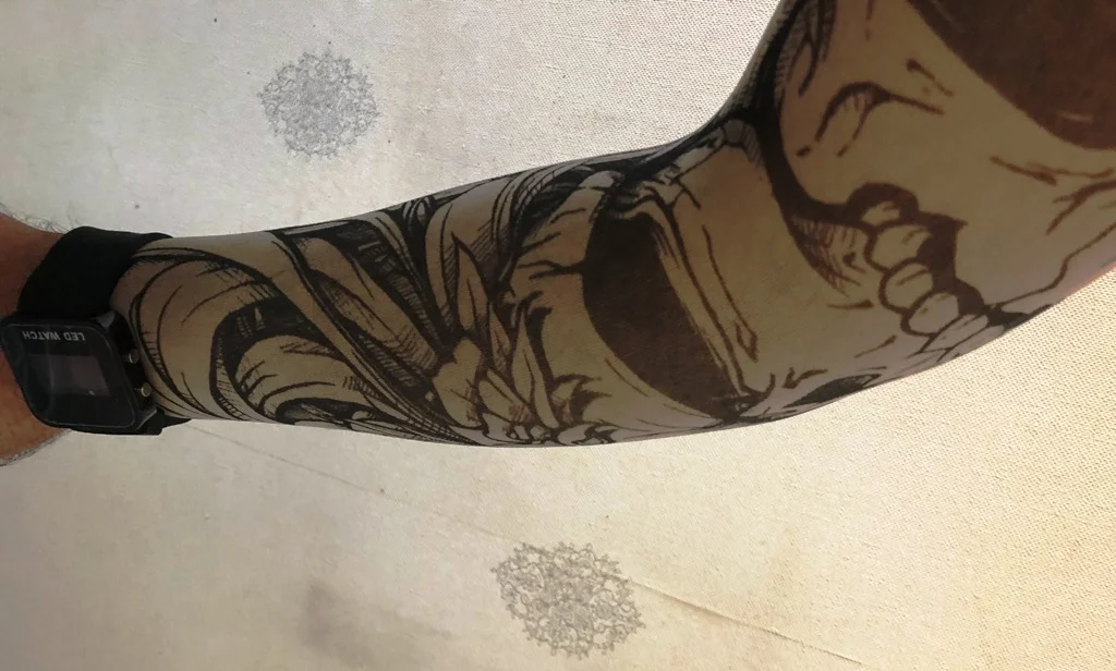 Çift Kol Giyilebilir Dövme İskeletli Desenler Tattoo Sleeve