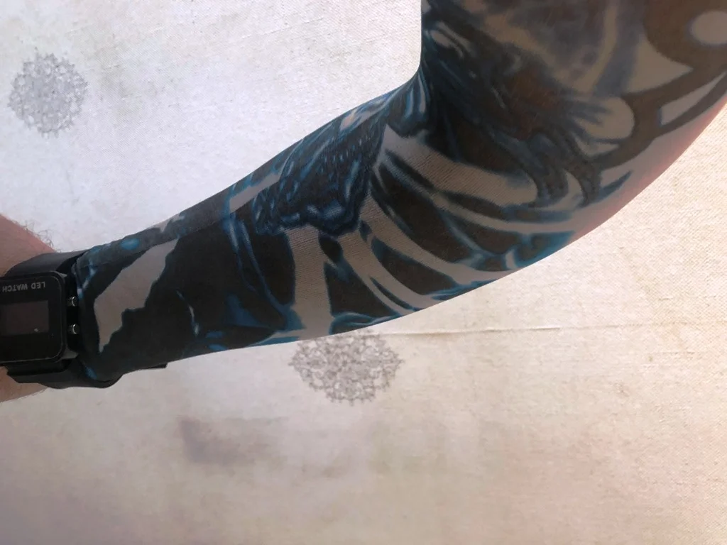 Çift Kol Giyilebilir Dövme Mavi Tribal Desenler Tattoo Sleeve