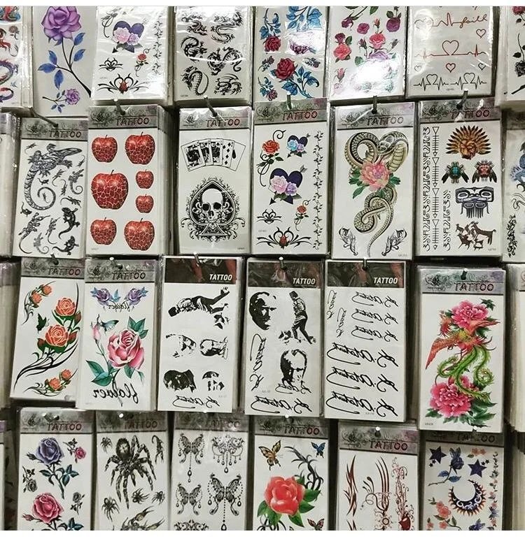 100 Adet Birden 1. Kalite Sticker Yapıştırma Tattoo Dövme Seti Karışık Desen