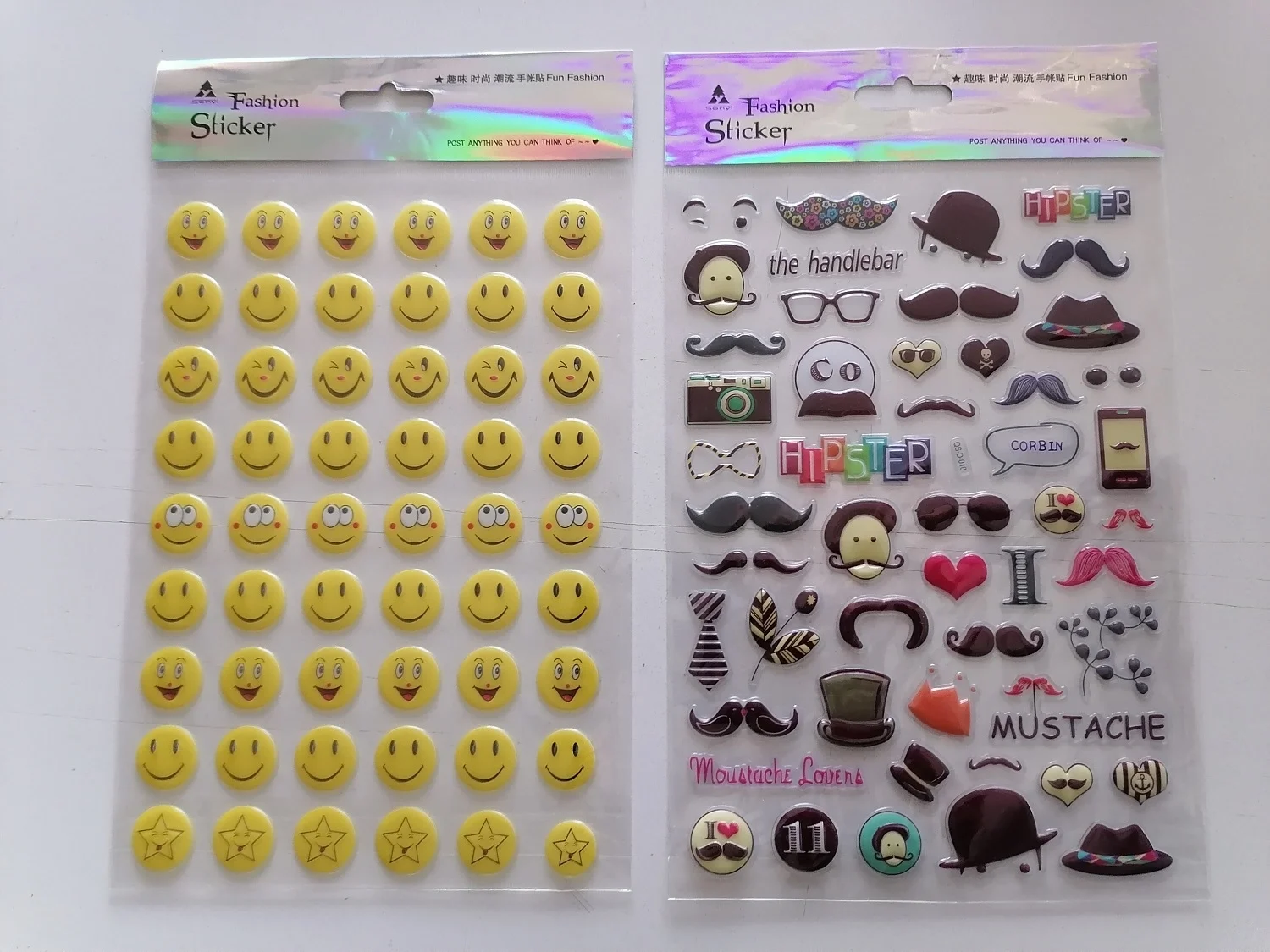 Bıyık ve Emojiler 3D Kabartmalı Sticker Çıkartma seti