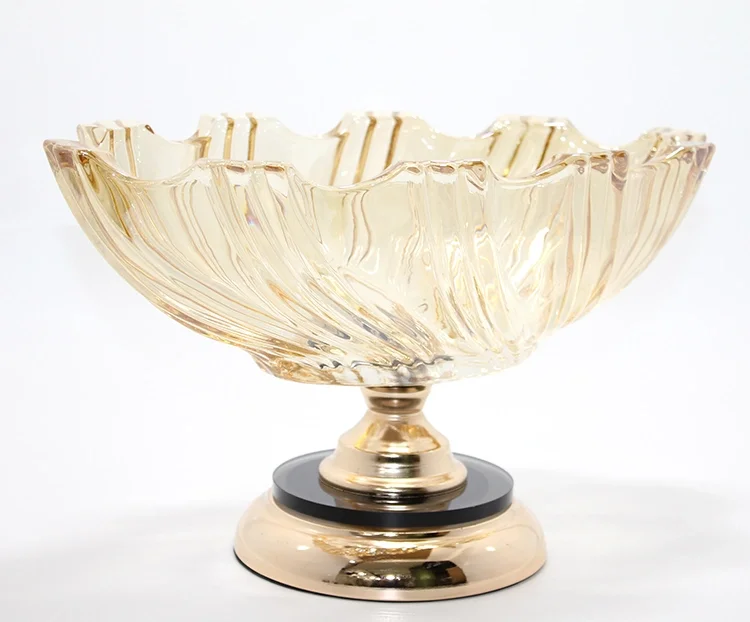Lüks Ayaklı Kristal Cam Gondol Sunumluk Gold Detaylı Alk4882