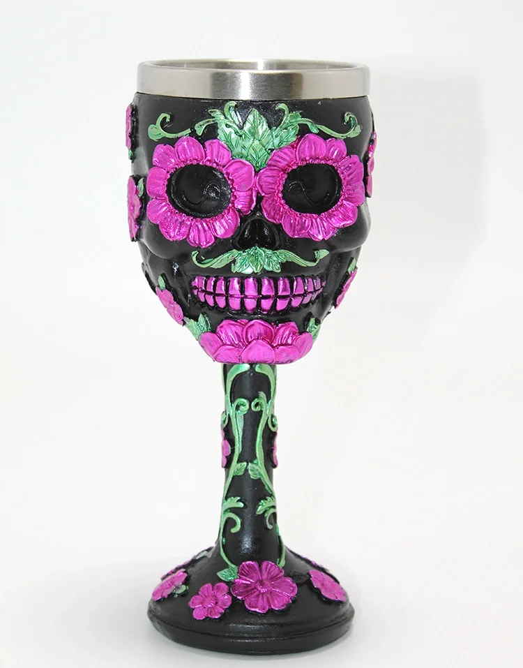 Day Of The Dead Şeker Kurukafa Tasarımlı 3D Çelik Kadeh Bardak Alk4377
