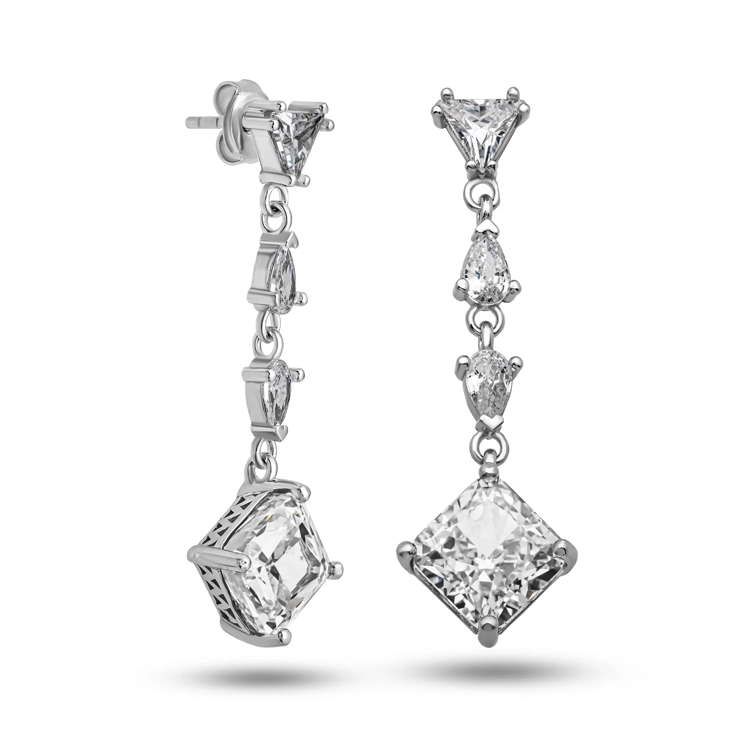 Gümüş Ice Cut Zirkon Taşlı Işıltılı Kadın Küpe