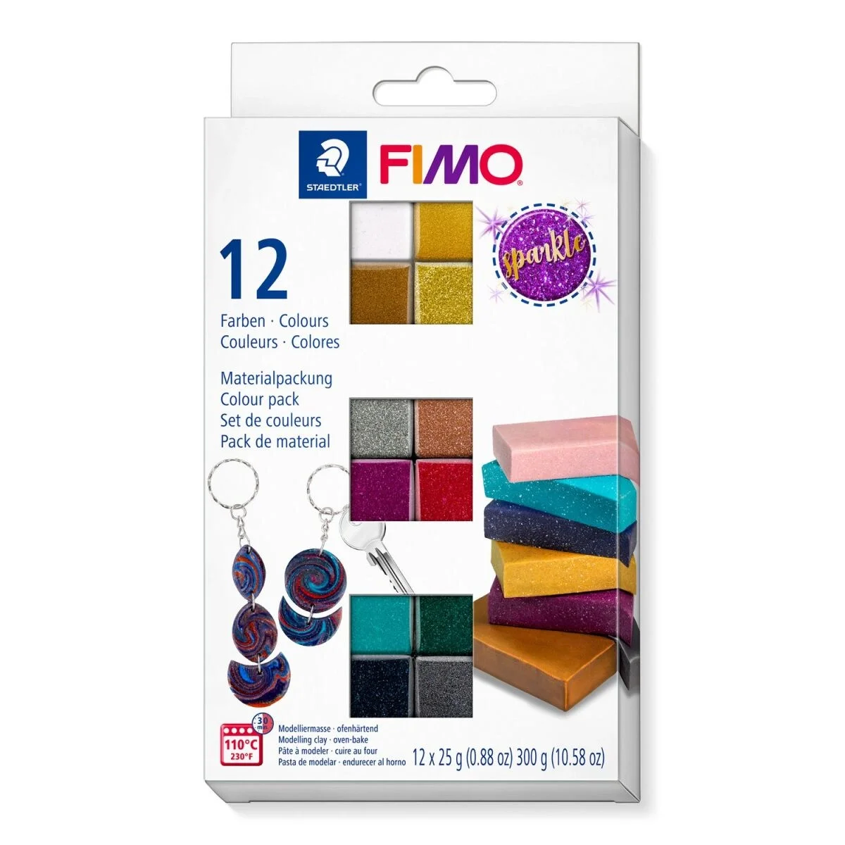 Staedtler Fimo Effect Polimer Kil Seti 12 Renk x 25 gr. Sparkle (Işıltılı) Renkler