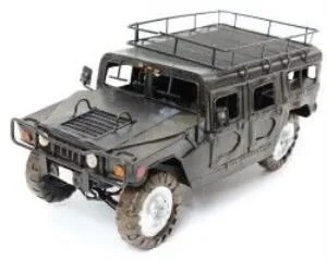 Hummer Army Jeep 2003 Elyapımı Eskitilmiş Biblo Siyah 27cm