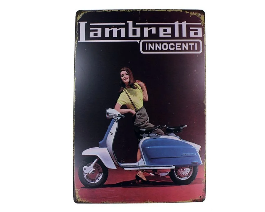 Dekoratif Vintage Metal Pano Vespa Lambretta 20x30