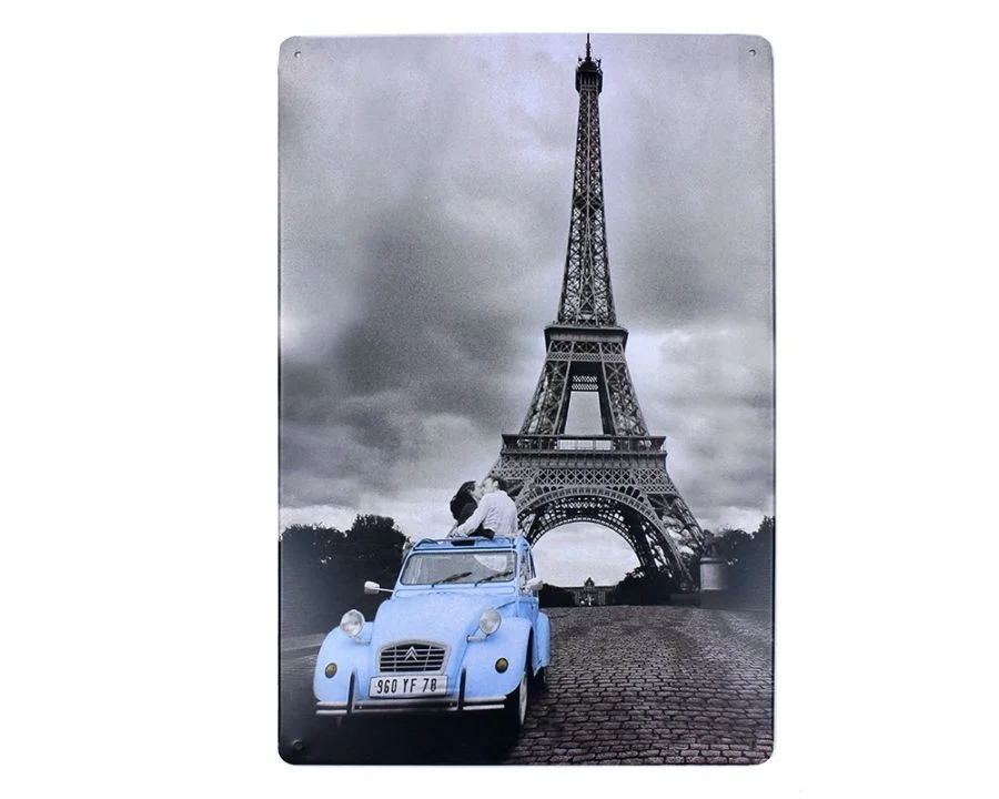 Dekoratif Vintage Metal Pano Eifell Citroen 20x30