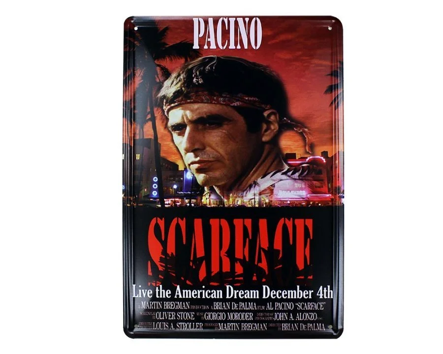 Dekoratif Vintage Metal Pano Scarface 20x30