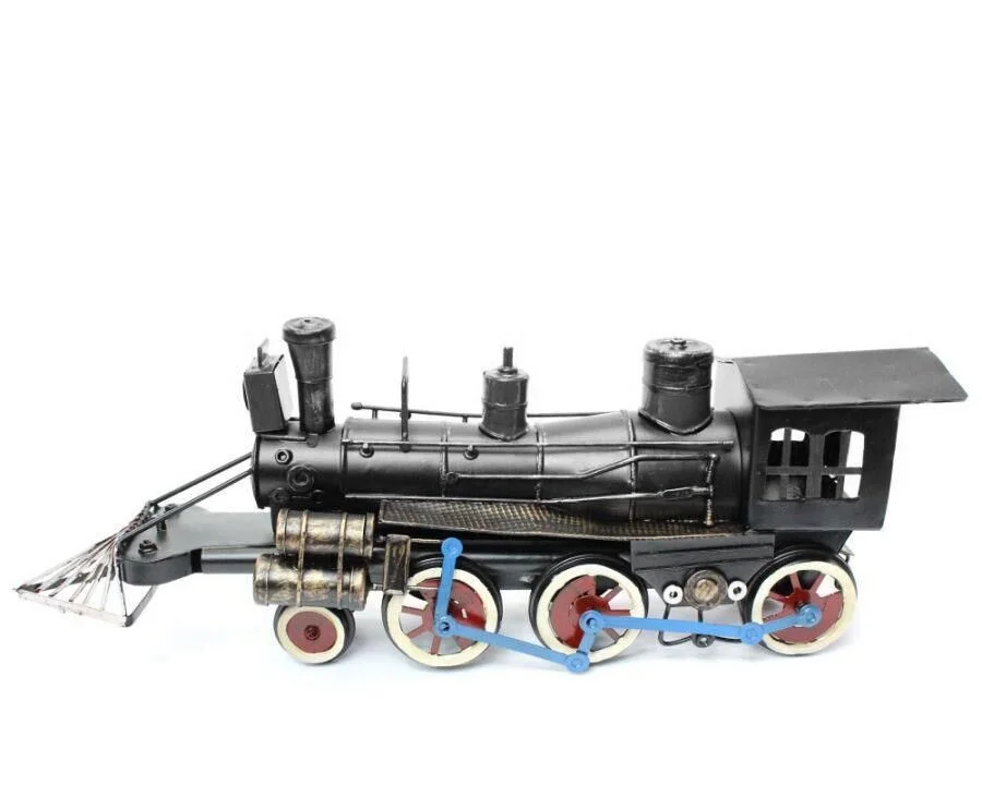 Buharlı Kara Tren Lokomotifi Eskitilmiş Biblo Siyah 32cm