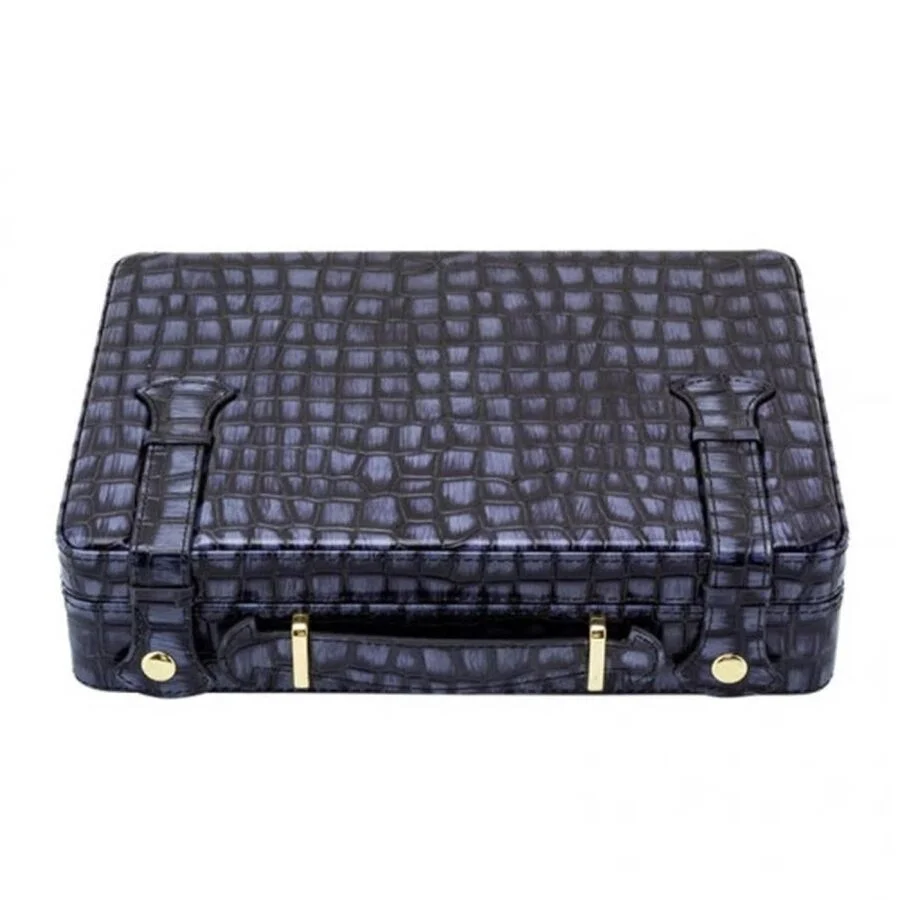 Croco Desen Seyahat Puro Kutusu Humidor İçi Sedir Siyah 18's