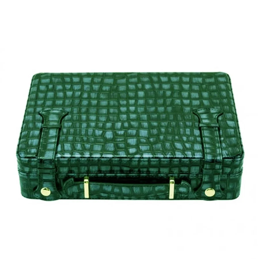 Croco Desen Seyahat Puro Kutusu Humidor İçi Sedir Yeşil 18's