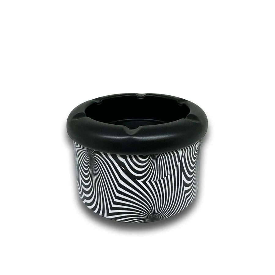 Spiral Desen Metal Mini Sigara Küllüğü Siyah 8cm