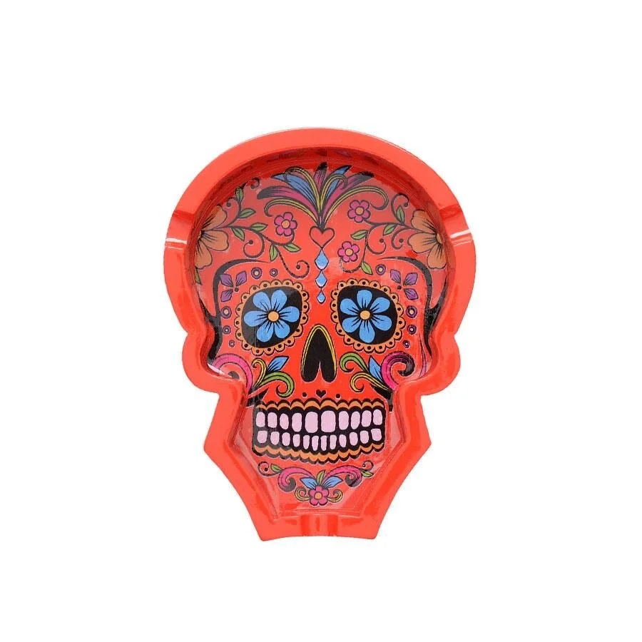 La Catrina Baskılı Melamin Sigara Küllüğü Kırmızı 11cm