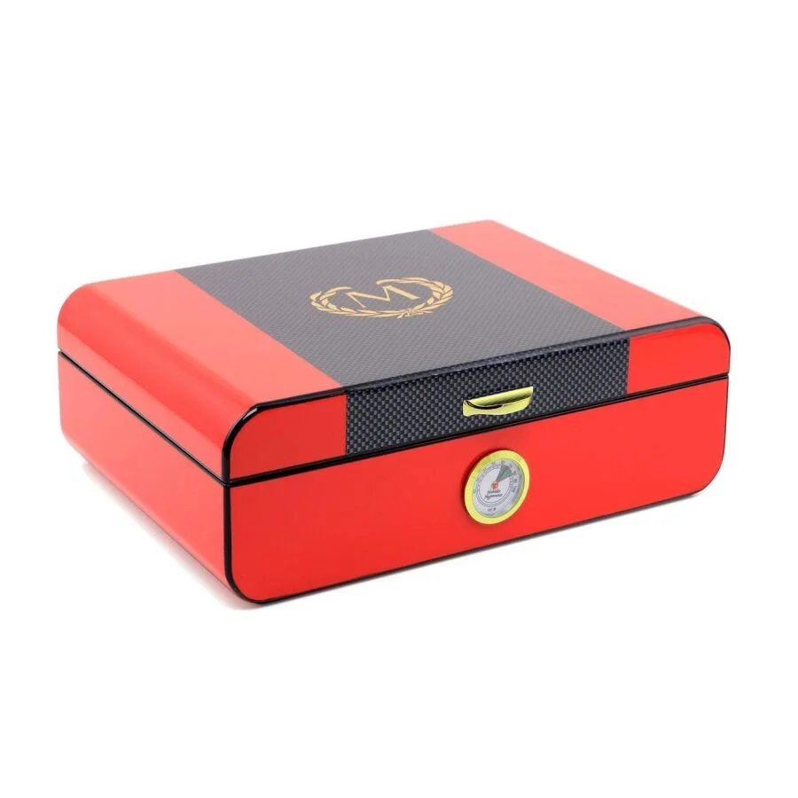 Racing Edition Karbon Dizayn Humidor Puro Kutusu Kırmızı 40's