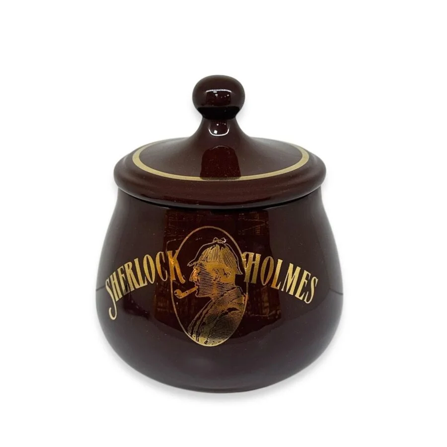 Sherlock Holmes El Yapımı Seramik Pipo Tutun Kavanozu Kahve Small