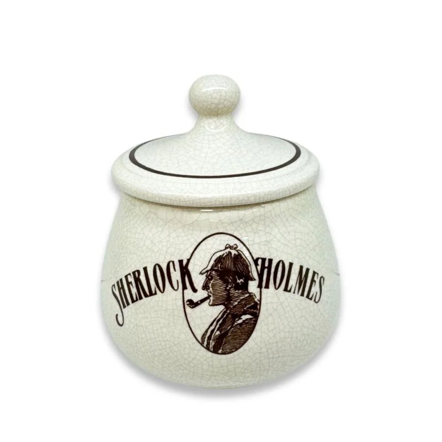 Sherlock Holmes El Yapımı Seramik Pipo Tutun Kavanozu Bej Small