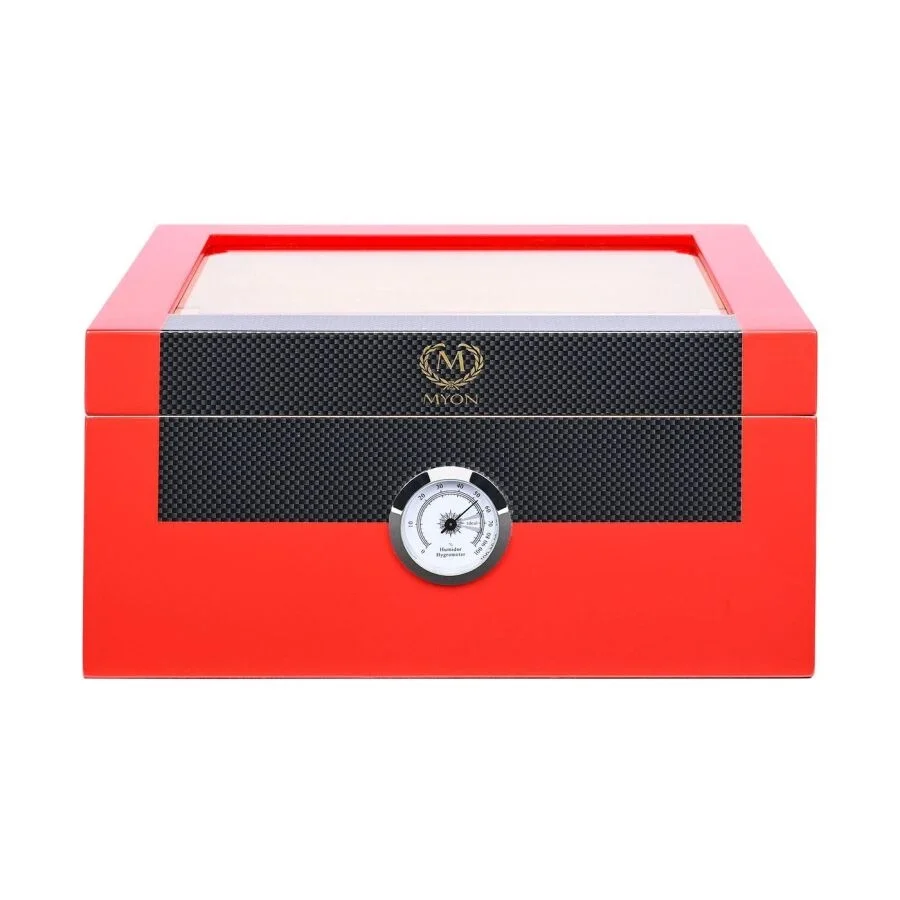 Myon Camlı Sedir Humidor Puro Kutusu Lake Kırmızı 60's