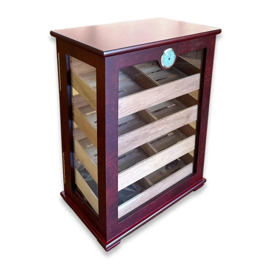 Gastro Camlı 4 Raflı Puro Kutusu Humidor Kabinet Kahve 200's
