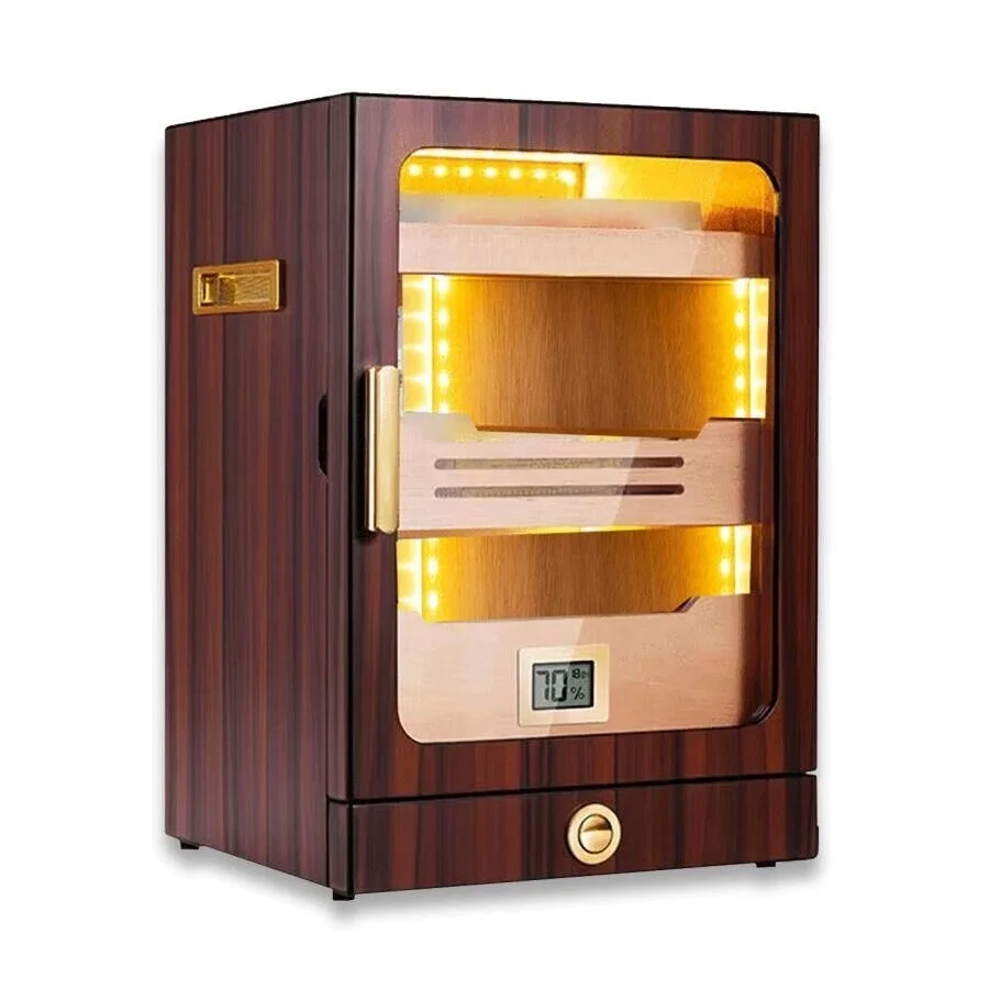 Cigarloong Camlı Işıklı Puro Kutusu Humidor Ceviz 200's