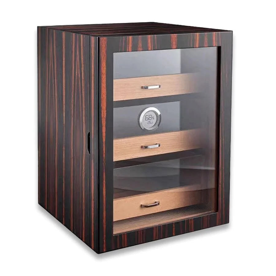 Cigarloong Camlı 3 Çekmeceli Puro Kutusu Humidor Abanoz 100's