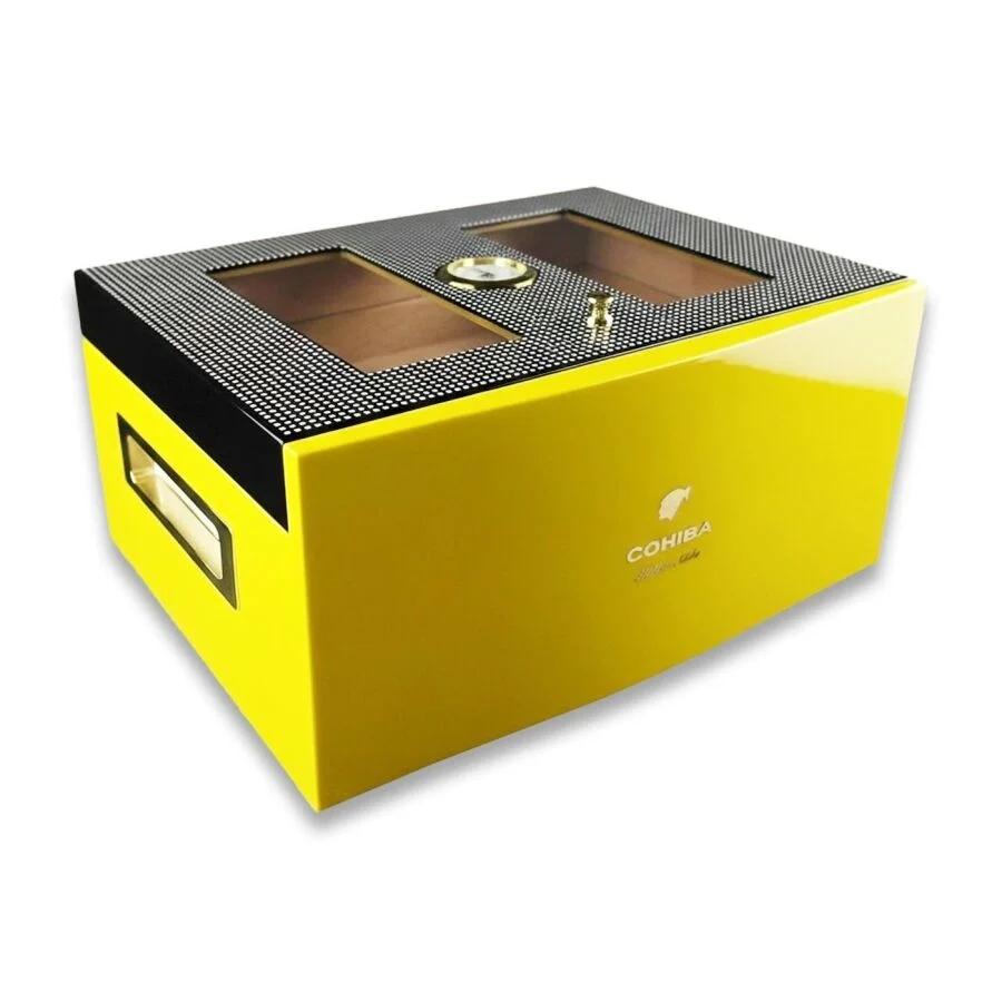 Cohiba Camlı Puro Kutusu Humidor Sarı 70's