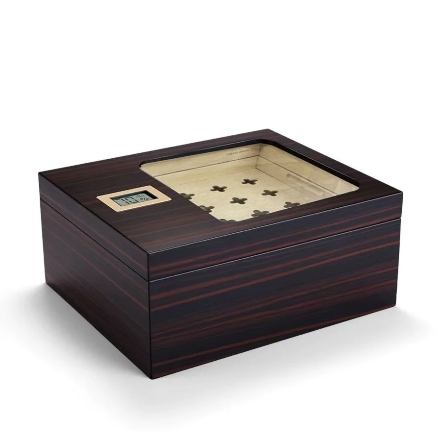 Cigarloong Camlı Puro Kutusu Humidor Ebony 40's