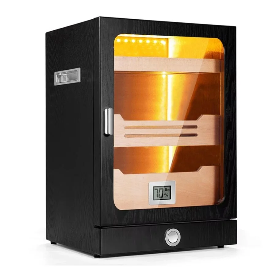 Cigarloong Camlı Işıklı Puro Kutusu Humidor Siyah 200's