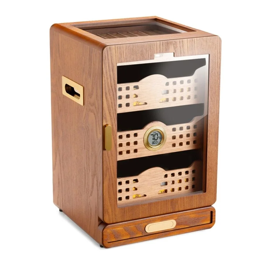 Cigarloong Camlı 4 Çekm.Puro Kutusu Humidor Ceviz 150's