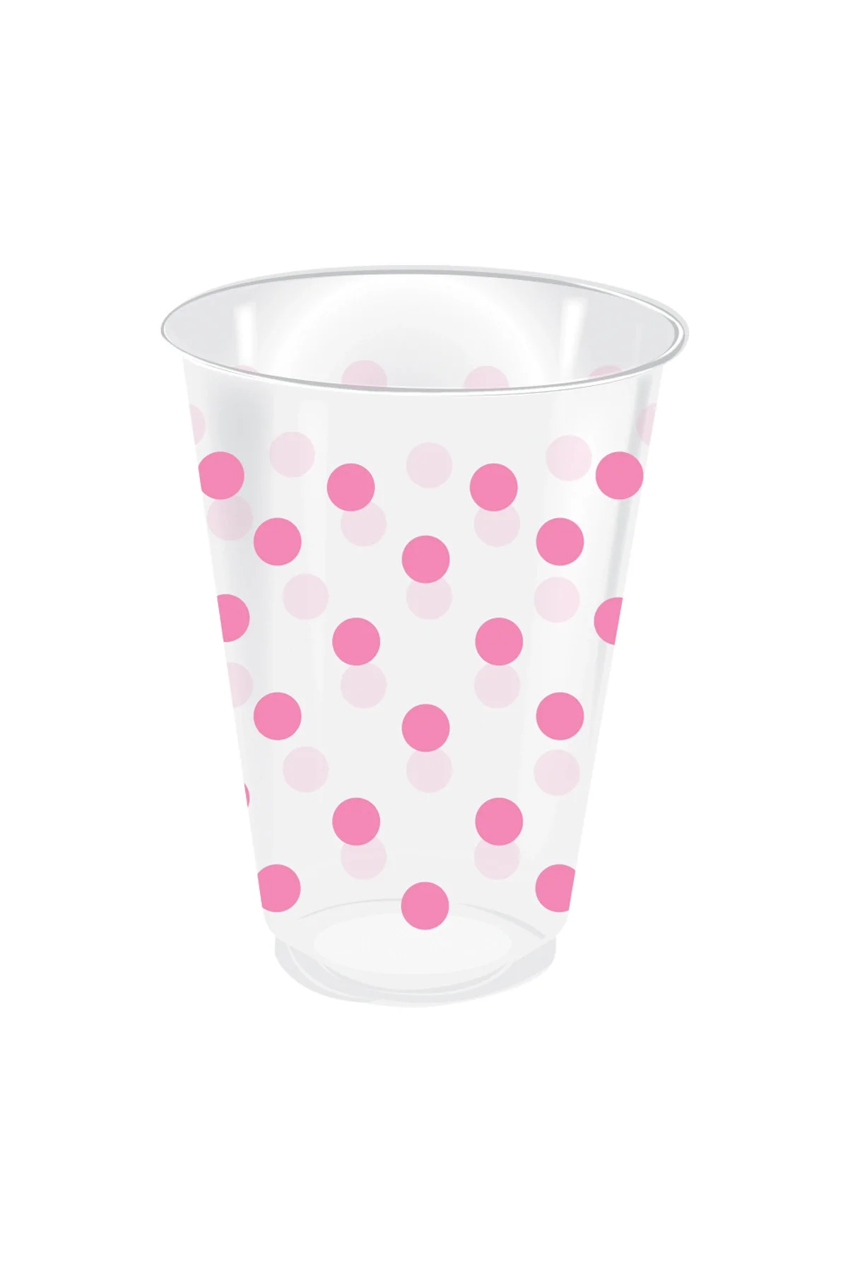 Roll-Up Plastik Bardak Pembe Puantiyeli 250 cc 25 Adet