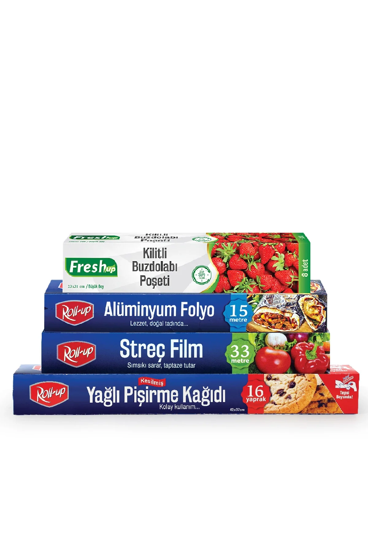 Roll-up Pişirme Kağıdı- Streç Film - Buzdolabı Poşeti Ekonomik Mutfak Seti -2