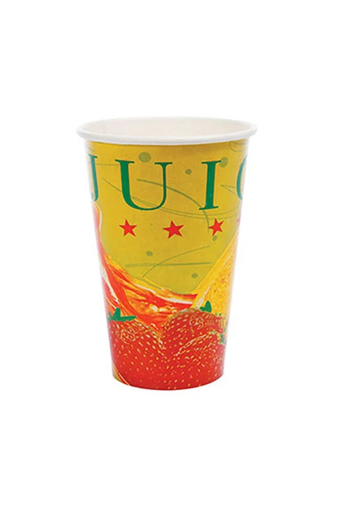 Roll-Up Karton Bardak 12oz Soğuk İçecek Meyve Desenli 50 Adet