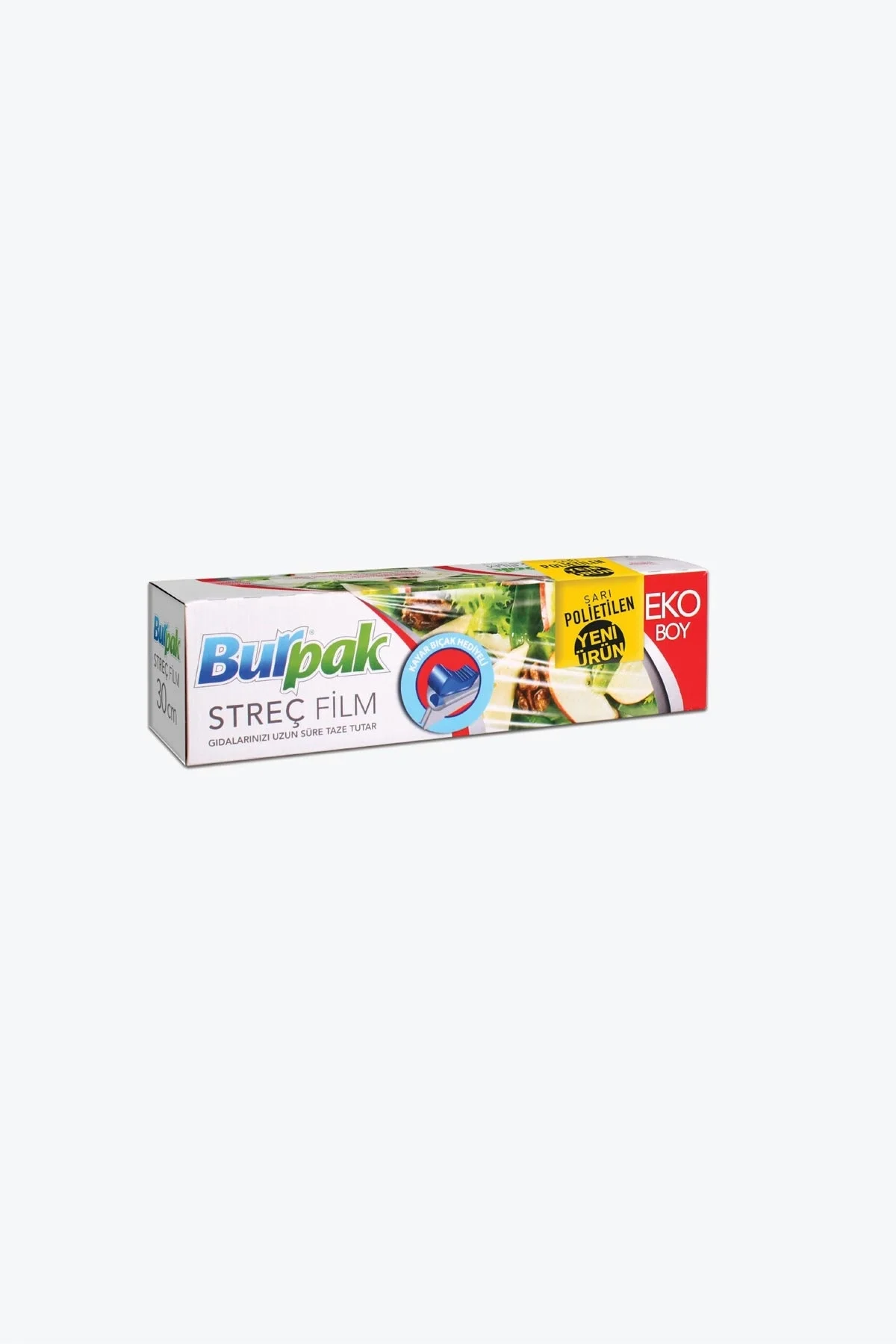 Burpak Kayar Bıçaklı Sarı PE Streç Film 8 Mic 30 cm x 166 m