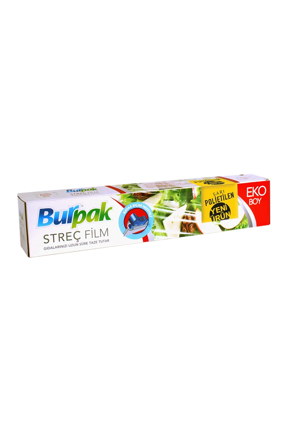 Burpak Streç Film 8 Mic Sarı PE 45 cm x 166 m Kayar Bıçaklı