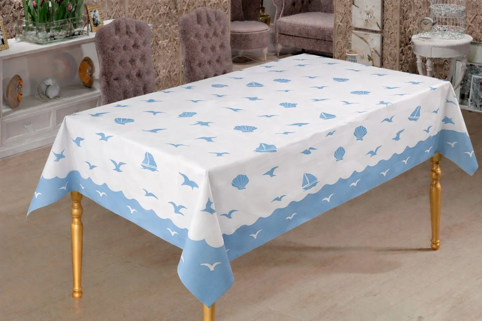 Roll-Up Rulo Kağıt Masa Örtüsü Marin Desenli 100 * 150 cm 16 Yaprak 1 Rulo