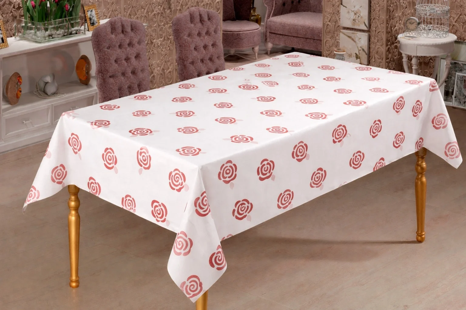 Roll-Up Rulo Kağıt Masa Örtüsü Çiçek Desenli 100 * 150 cm 16 Yaprak 1 Rulo