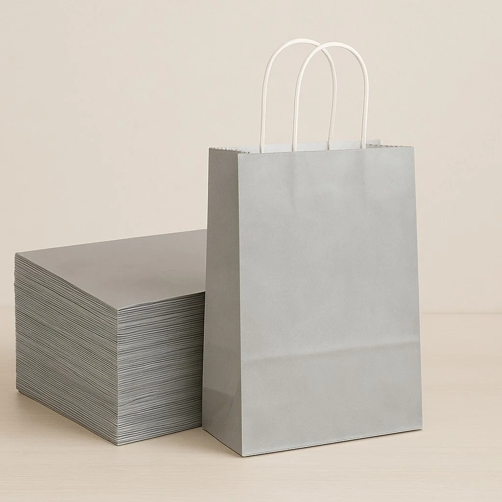 Roll-Up Kraft Çanta Gümüş Büyük Boy 31 * 41 cm 25 Adet