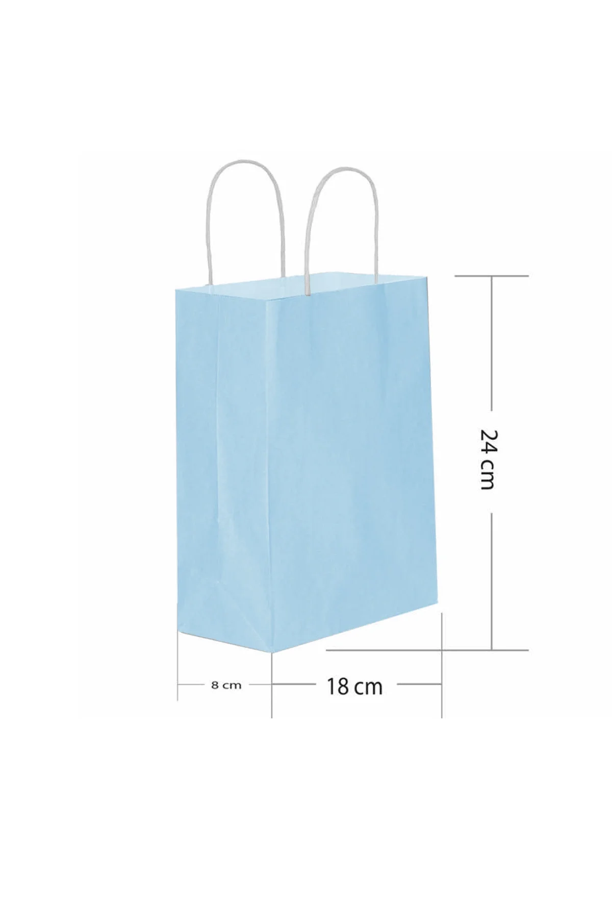 Roll-Up Kraft Çanta Açık Mavi Küçük Boy 18 * 24 cm 25 Adet