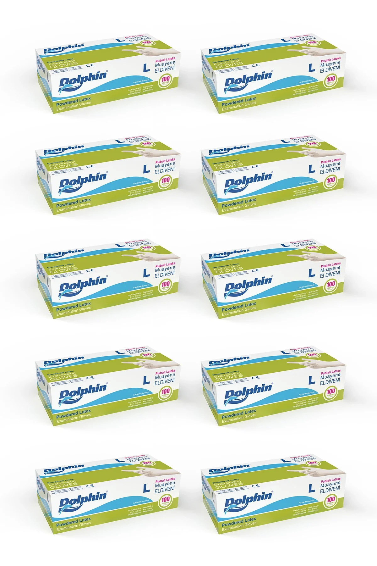 Dolphin Beyaz Lateks Eldiven Pudralı L 100 Adet x 10 Paket