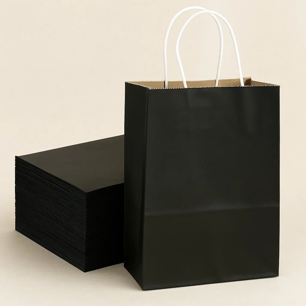 Roll-Up Kraft Çanta Siyah Orta Boy 25 * 31 cm 25 Adet