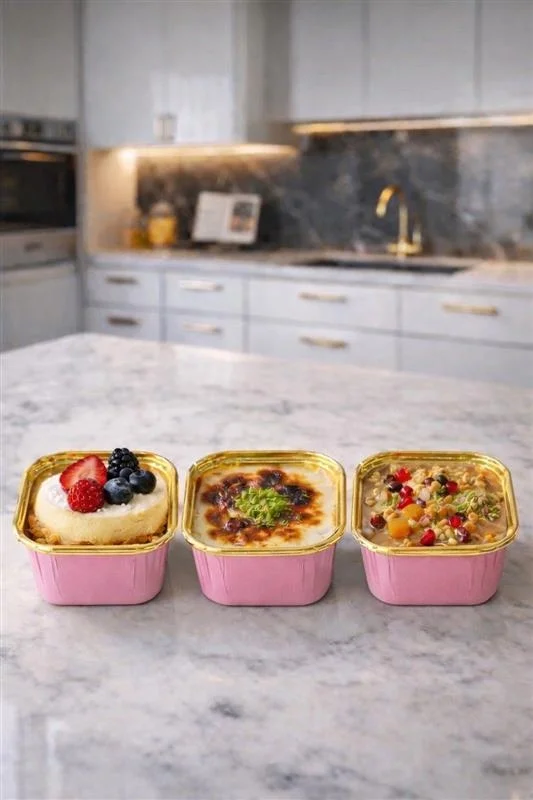 Dolphin Muffin Kare Pembe-Altın Kek Kapsülü 25 Adet
