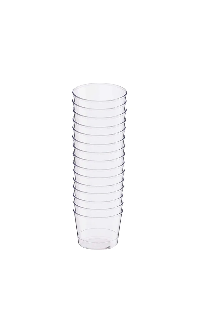 Plastik Kristal Silindir Tatlı Kasesi 180cc 15li