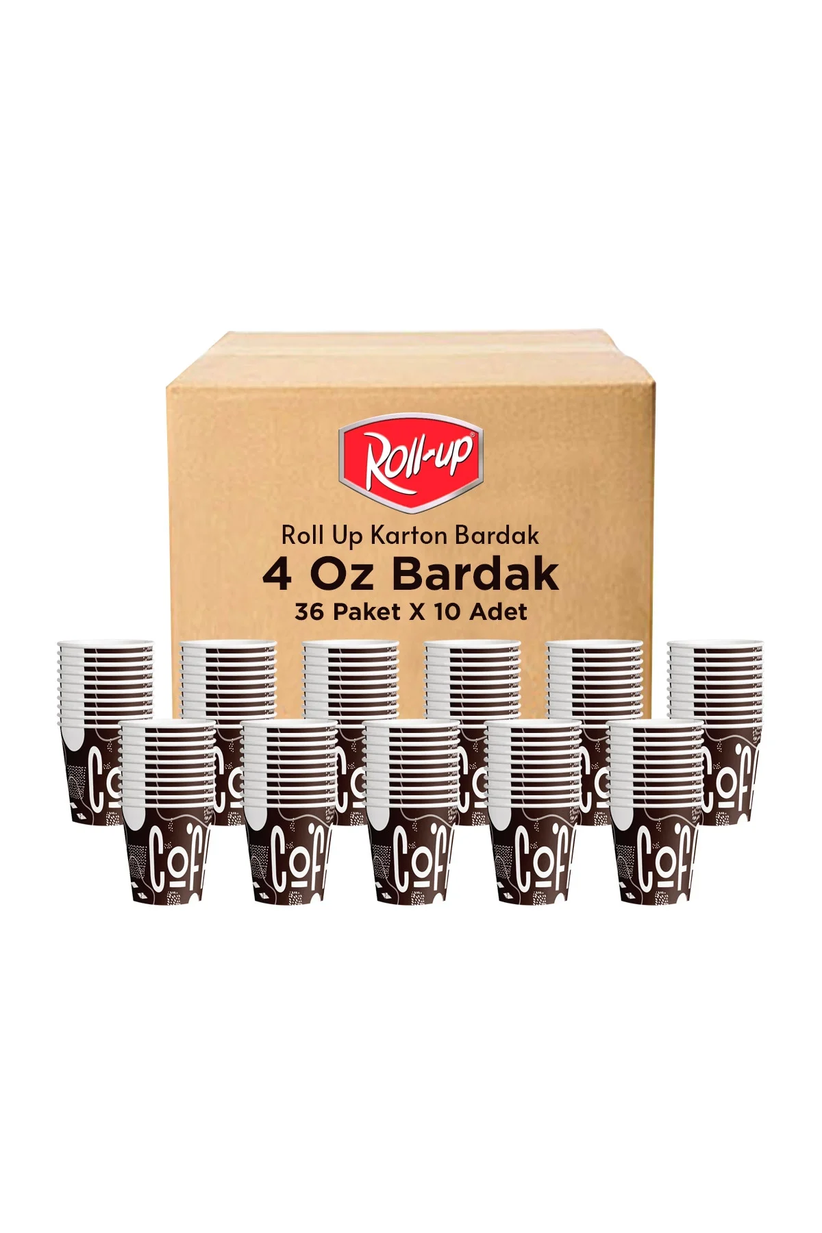 Roll-Up 4oz Karton Bardak Türk Kahvesi ve Espresso 10 Adet x  36 Paket - Koli