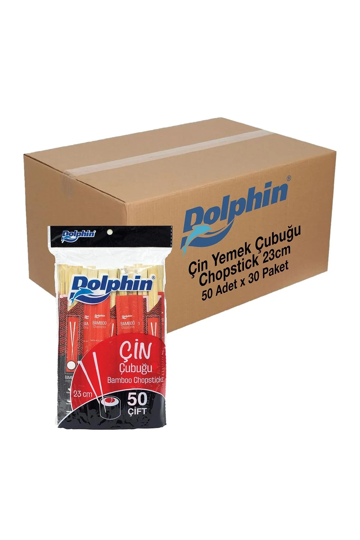 Dolphin Çin Yemek Çubuğu-Chopsticks 23cm 50 Çift x 30 Paket (Koli)