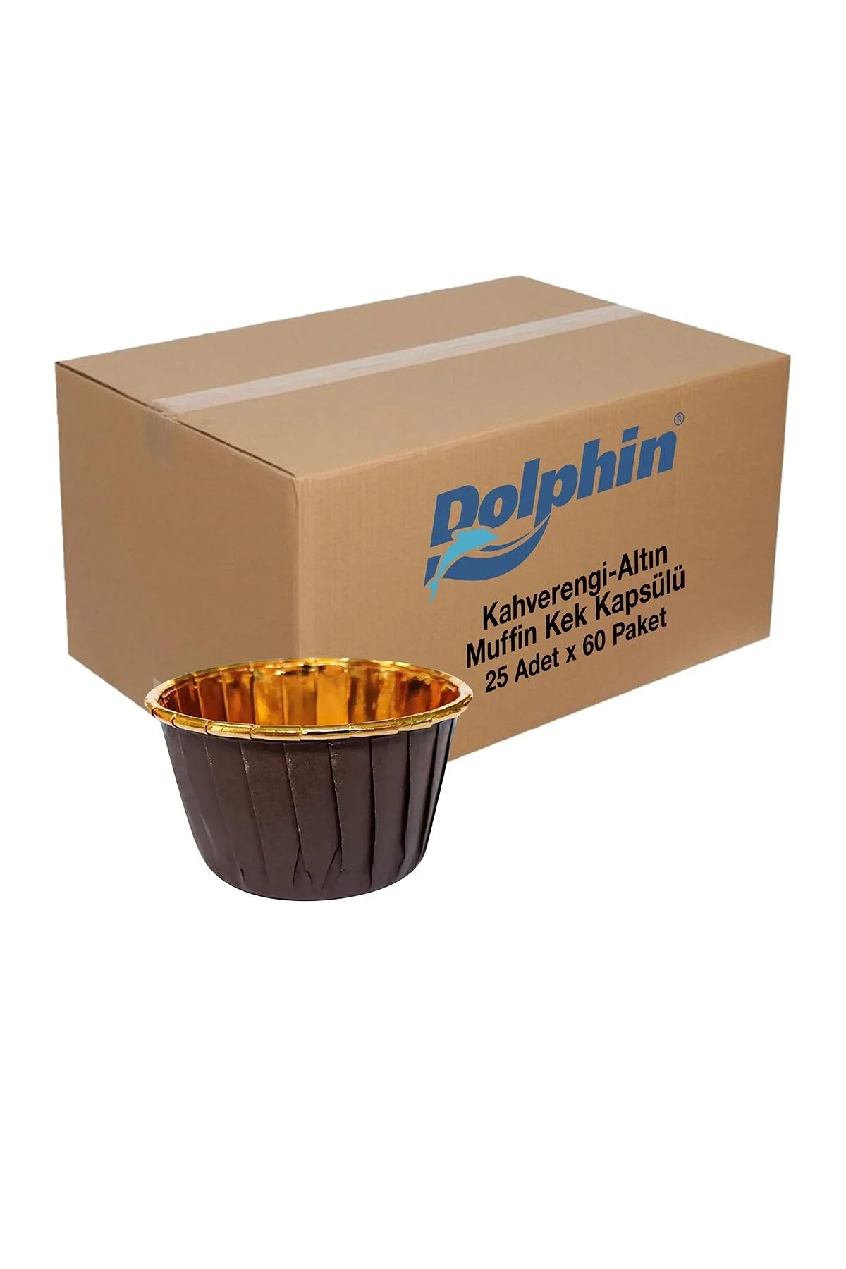 Dolphin Muffin-Kek Kapsülü Kahverengi-Altın 25 Adet x 60 Paket-Koli