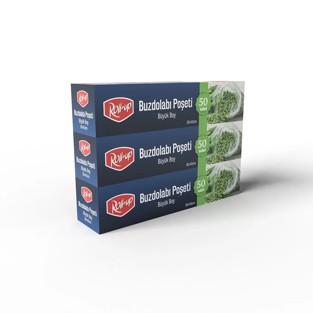 Roll-Up Büyük Boy Buzdolabı Poşeti 30x45cm 50'li x 3 Paket (150 Adet)