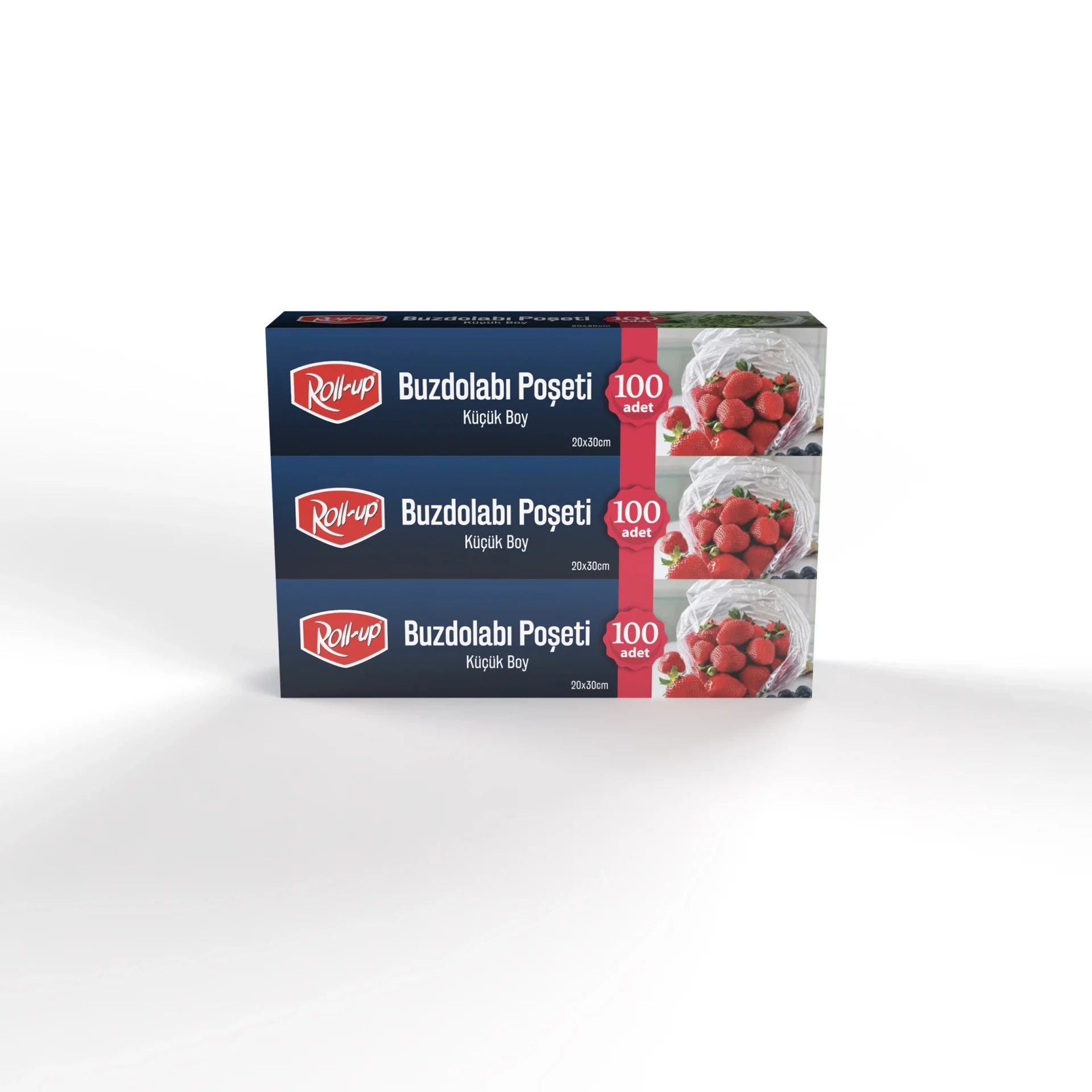 Roll-Up Küçük Boy Buzdolabı Poşeti 20x30cm 100'lü x 3 Paket (300 Adet)