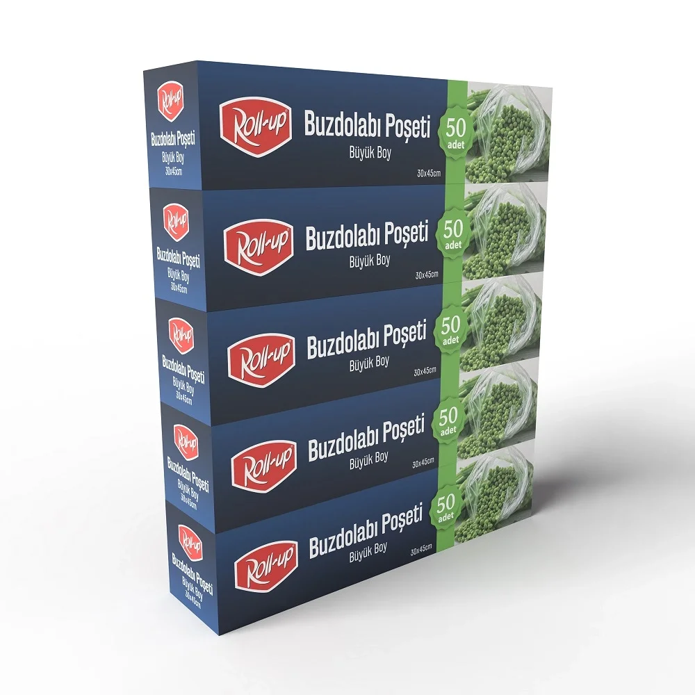 Roll-Up Büyük Boy Buzdolabı Poşeti 30x45cm 50'li x 5 Paket (250 Adet)