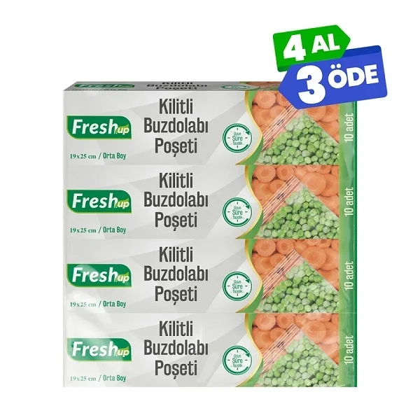 Fresh-Up Kilitli Buzdolabı Poşeti Seti 19x25cm 10 Adet x 4 Paket
