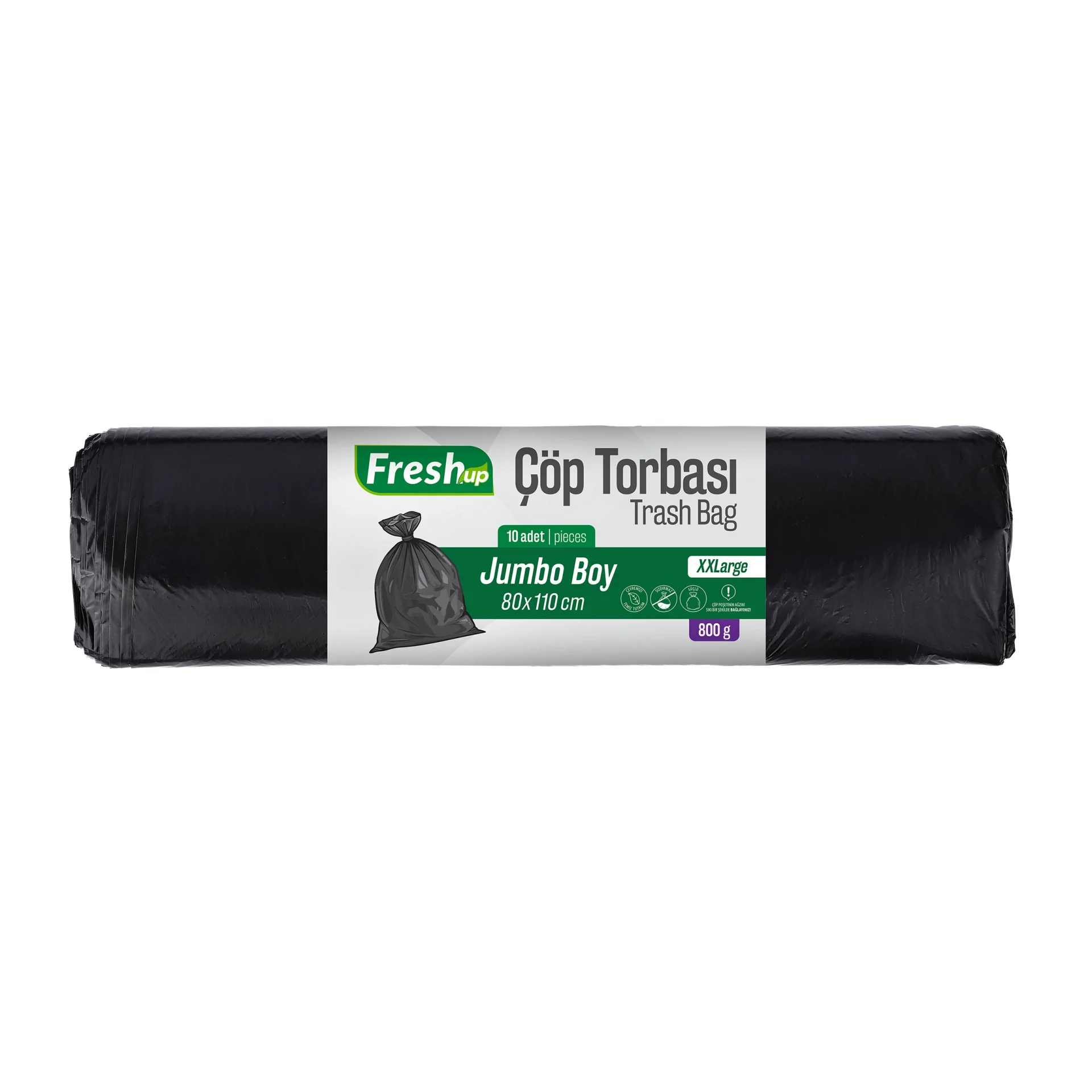 Fresh-Up Çöp Torbası Jumbo Boy 80*110 cm Siyah 10 Adet